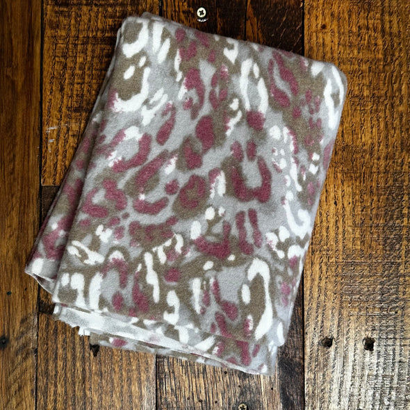 Pink & Grey Animal Print on Cream Poly Spandex Sweater Knit