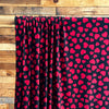 Red Hearts on Black Double Brushed Poly Spandex
