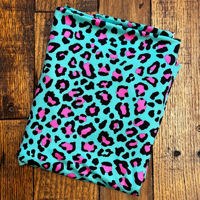 Mint Pink Leopard Non-Brushed Poly Spandex