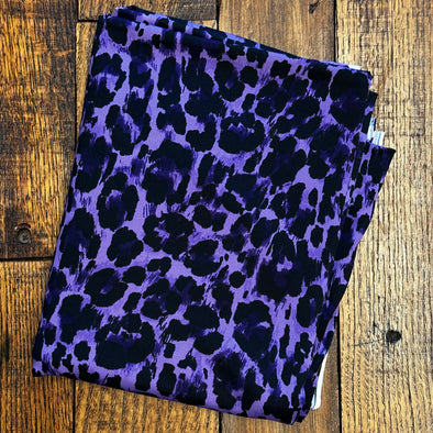 Purple Leopard Non-Brushed Poly Spandex