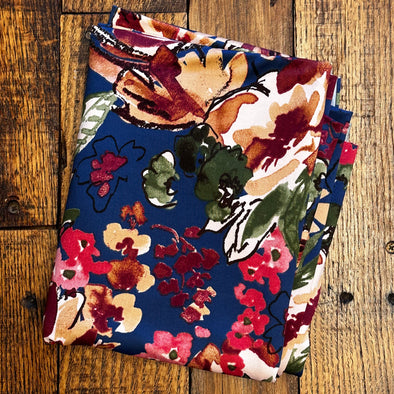 Isabella Denim & Rust Floral Non-Brushed Poly Spandex