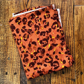 Watercolor Leopard on Clay Double Brushed Poly Spandex- LAST YARDS (May Not Be Continuous)