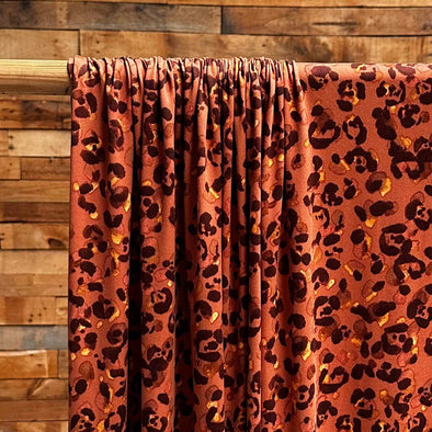Watercolor Leopard on Clay Double Brushed Poly Spandex- LAST YARDS (May Not Be Continuous)