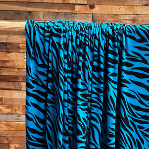 Teal Zebra Double Brushed Poly Spandex