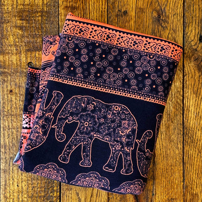 Elephants Neon Coral/ Dark Navy Poly Spandex (LAST YARDS-MAY NOT BE CONTINUOUS)