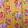 Floral Bouquet on Mustard Rayon Spandex Last Yards - May not be continuous.