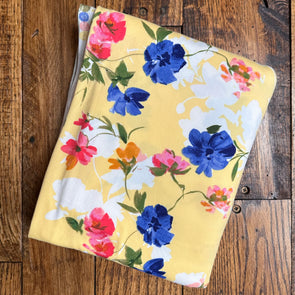 *Sunshine Floral on Yellow Double Brushed Poly  Last Yards - May not be continuous.